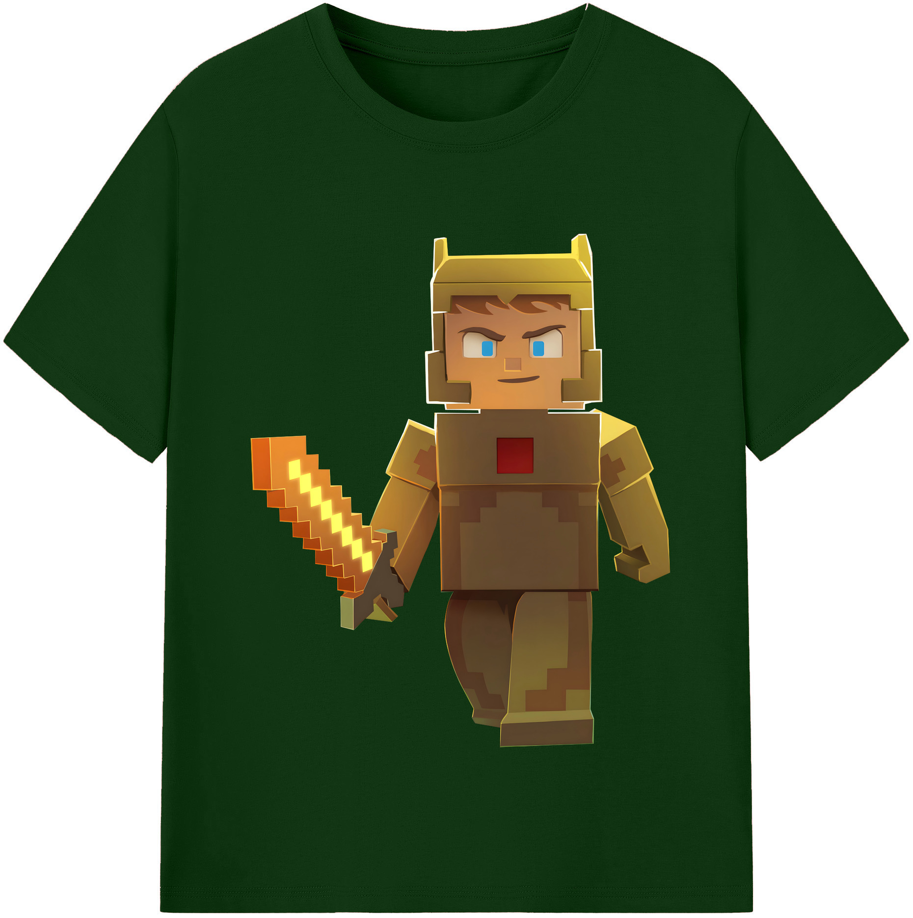 （画像用） マインクラフト ブロックの世界 Minecraft MC Block world 綿100％半袖Tシャツ（フロントプリント）